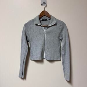 Brandy melville grey zip up cropped